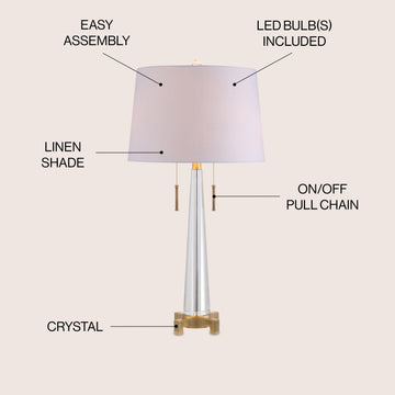 Zoe 29.5" Crystal LED Table Lamp - JONATHAN Y